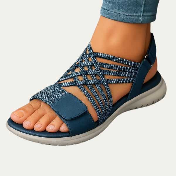 Sandalias ortopédicas azules con pala acolchada y tiras elásticas en el empeine