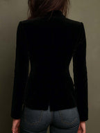 Blazer negro de Giulia con corte entallado y costuras laterales, vista trasera