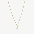 Colgante de perla barroca dorado con cadena fina y colgante redondeado