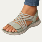 Sandalias ortopédicas verde salvia con tiras elásticas y pala con velcro
