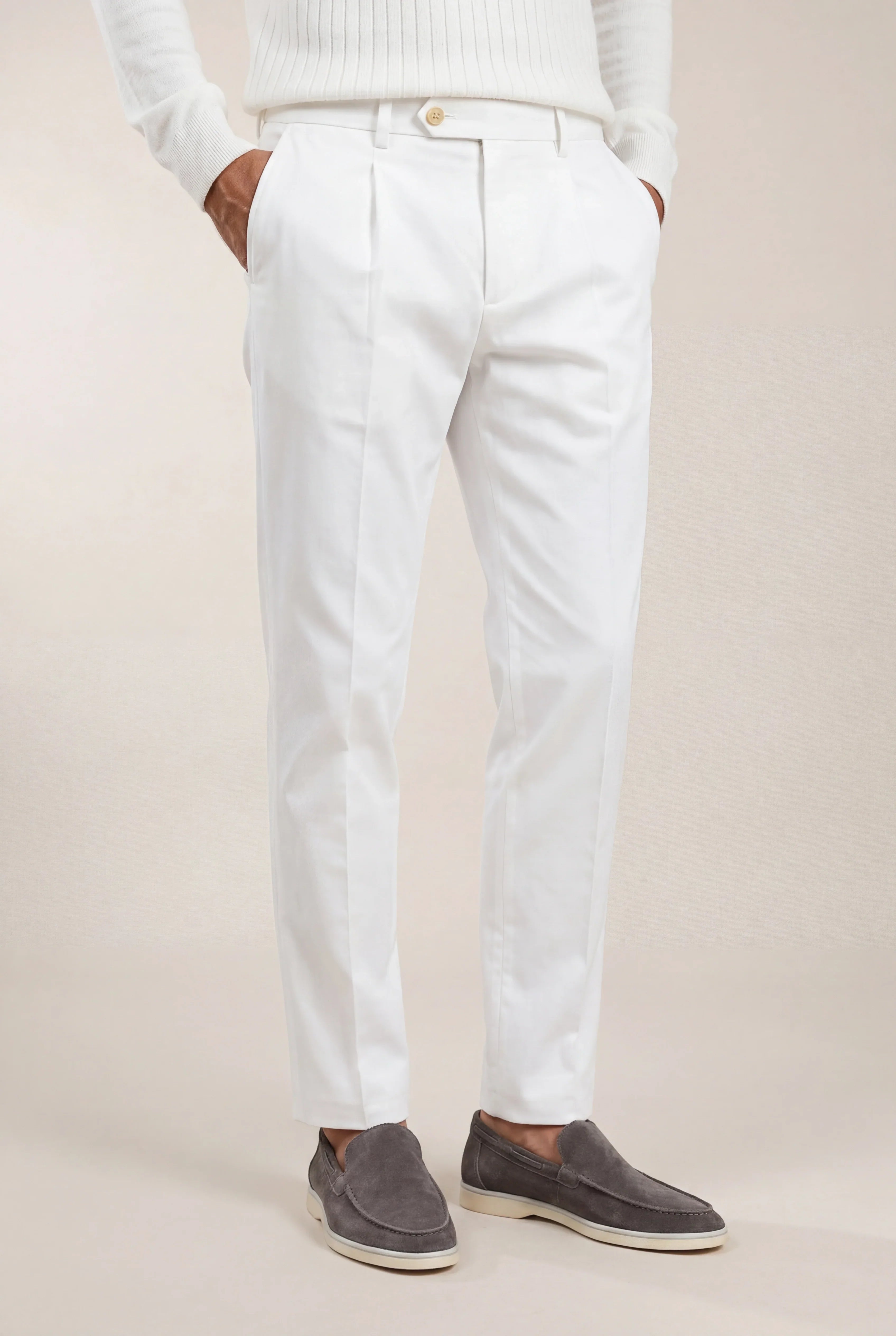 Pantalón Recto Slim Blanco