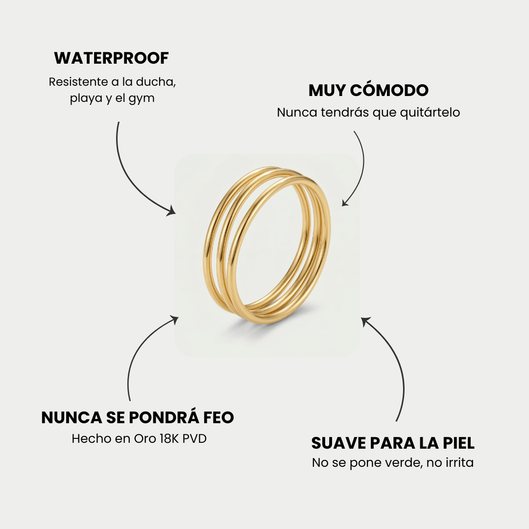 Anillo Loop dorado de triple aro