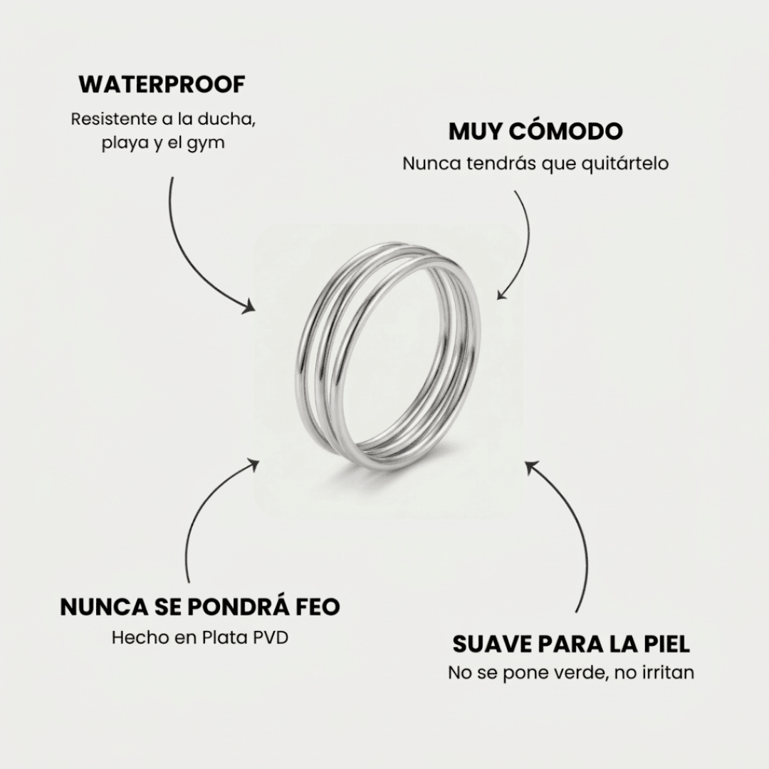 Anillo Loop plateado de triple aro