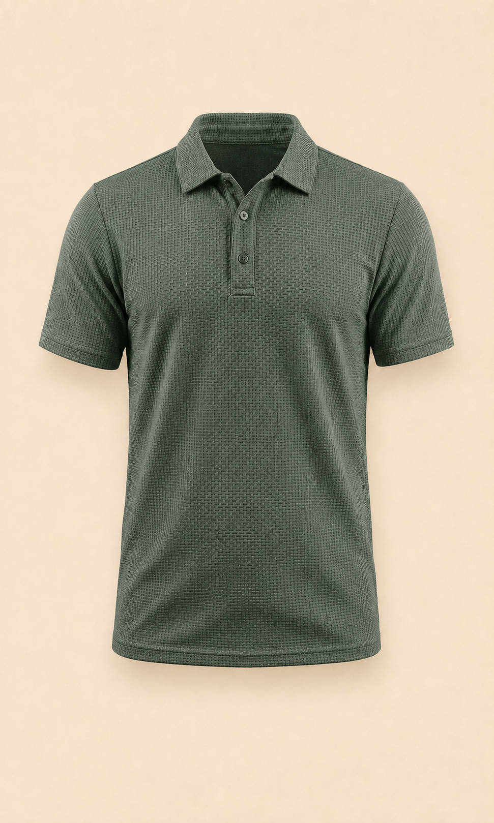 Polo de manga corta verde salvia con cuello y tapeta abotonada
