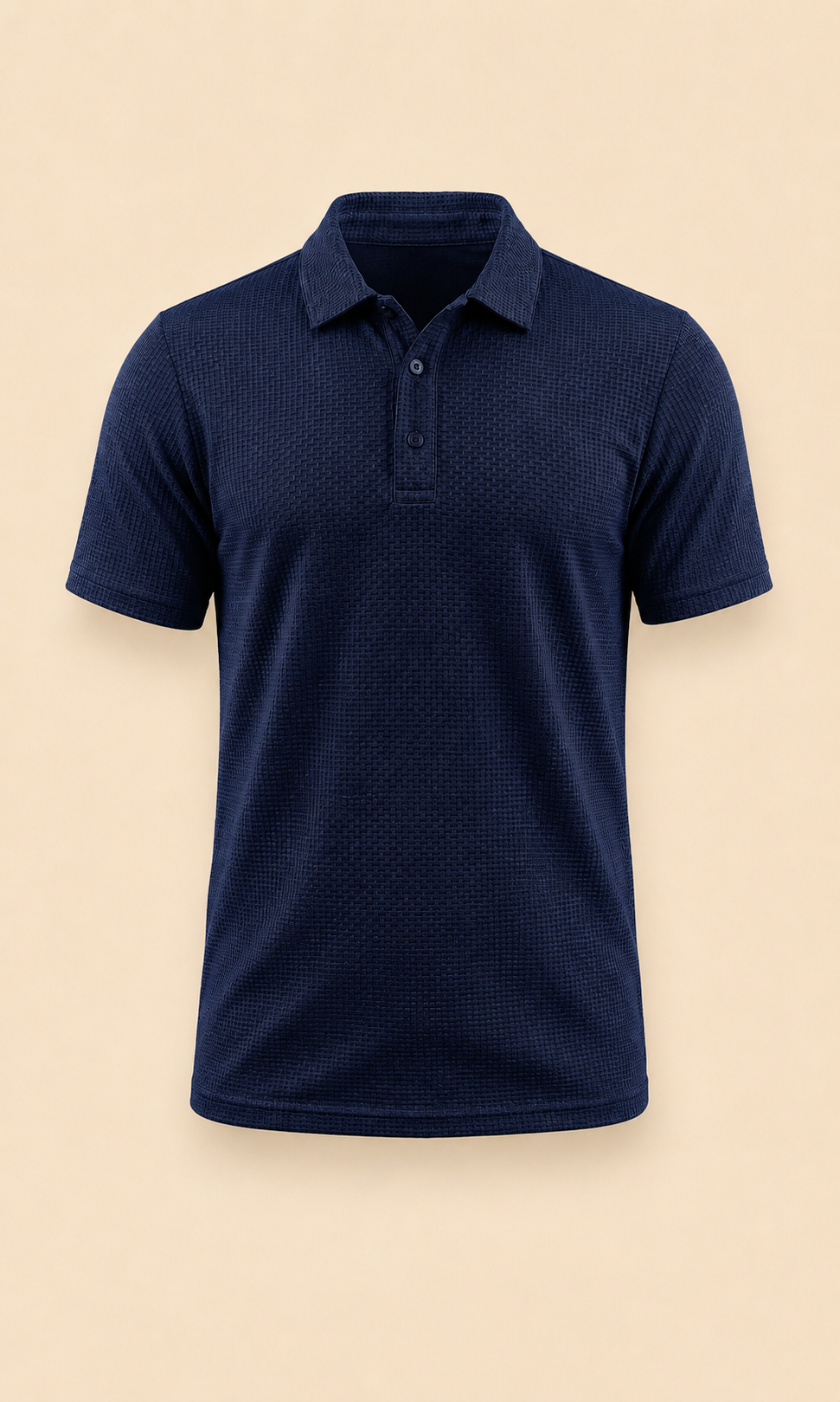 Polo de manga corta azul marino con cuello y tapeta de botones
