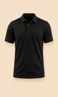 Polo de manga corta negro con cuello y botones al frente