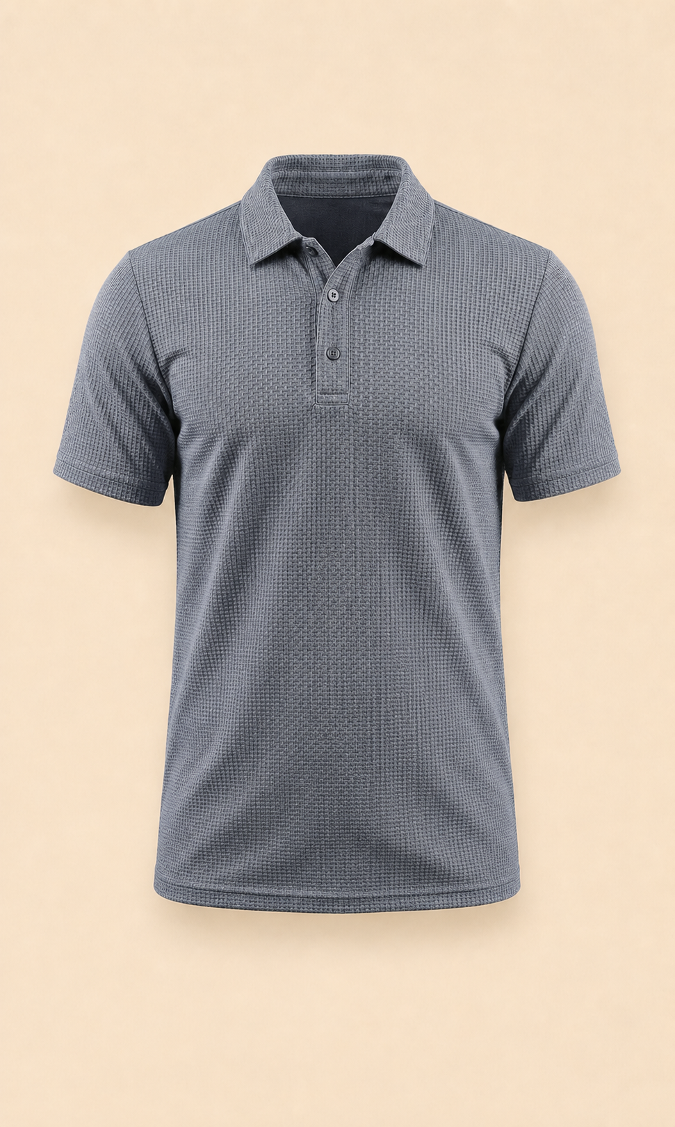 Polo de manga corta gris con cuello y tapeta abotonada