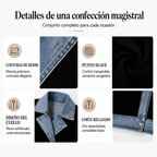 Natalia | Elegante abrigo de punto acanalado para mujer con paneles vaqueros