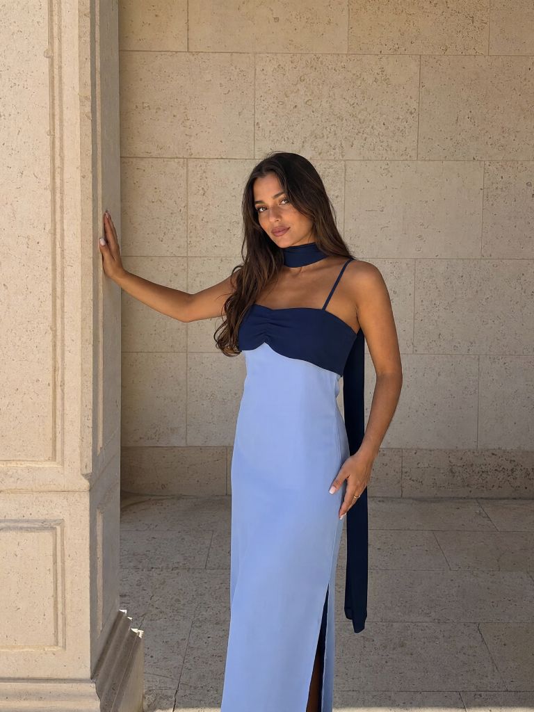 Vestido Drapeado Bicolor Giana