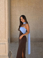 Vestido Drapeado Bicolor Celestia
