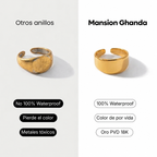 Comparativa de anillos: “100% Waterproof” y “Oro PVD 18K” en un solo diseño