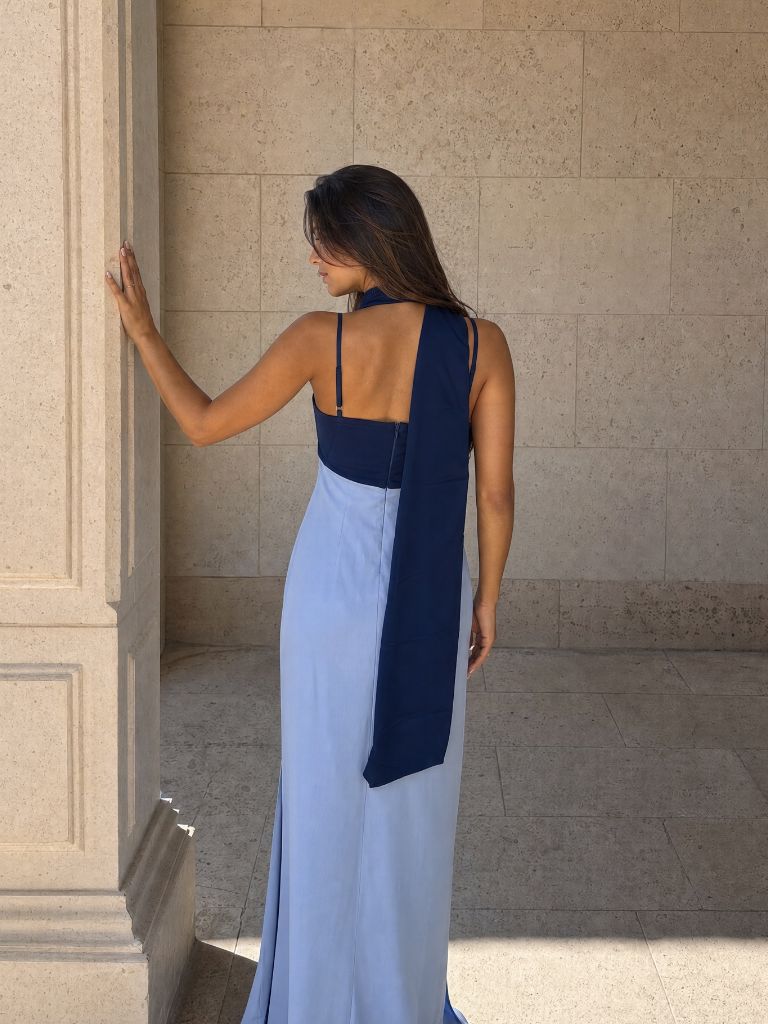 Vestido Drapeado Bicolor Giana