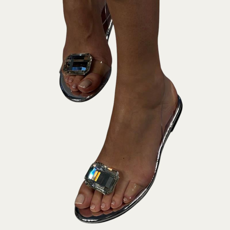 Bianca | Sandalias transparentes para mujer con una gema