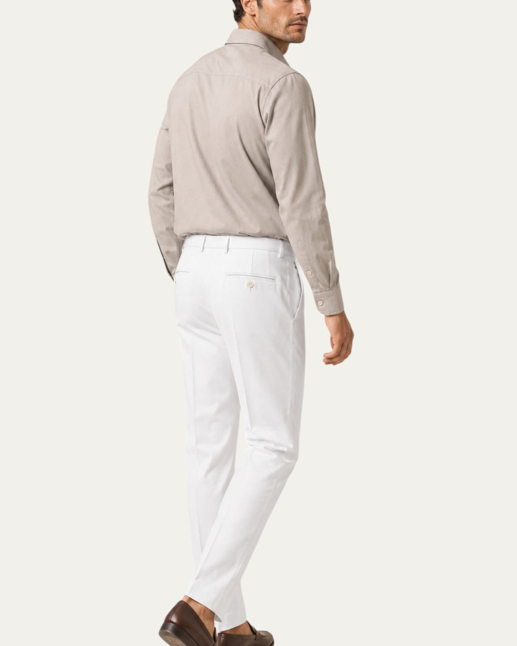 Pantalón recto slim blanco para hombre, vista lateral