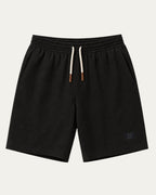 Bermudas elegantes negras de tela texturizada con cintura elástica y cordón