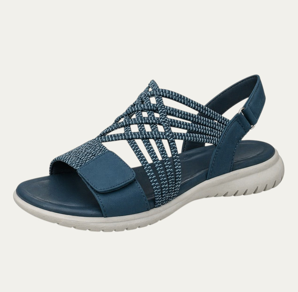 Sandalias ortopédicas azules con tiras elásticas y cierre con velcro