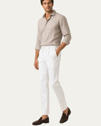 Pantalón recto slim blanco para hombre con bolsillos delanteros